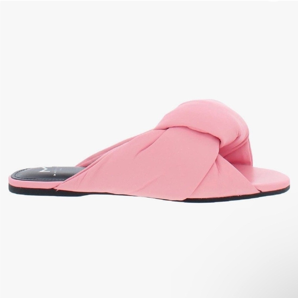 Marc Fisher Pink Leather Knotted Slide Sandals Flat Open Toe Slides Womens 6.5